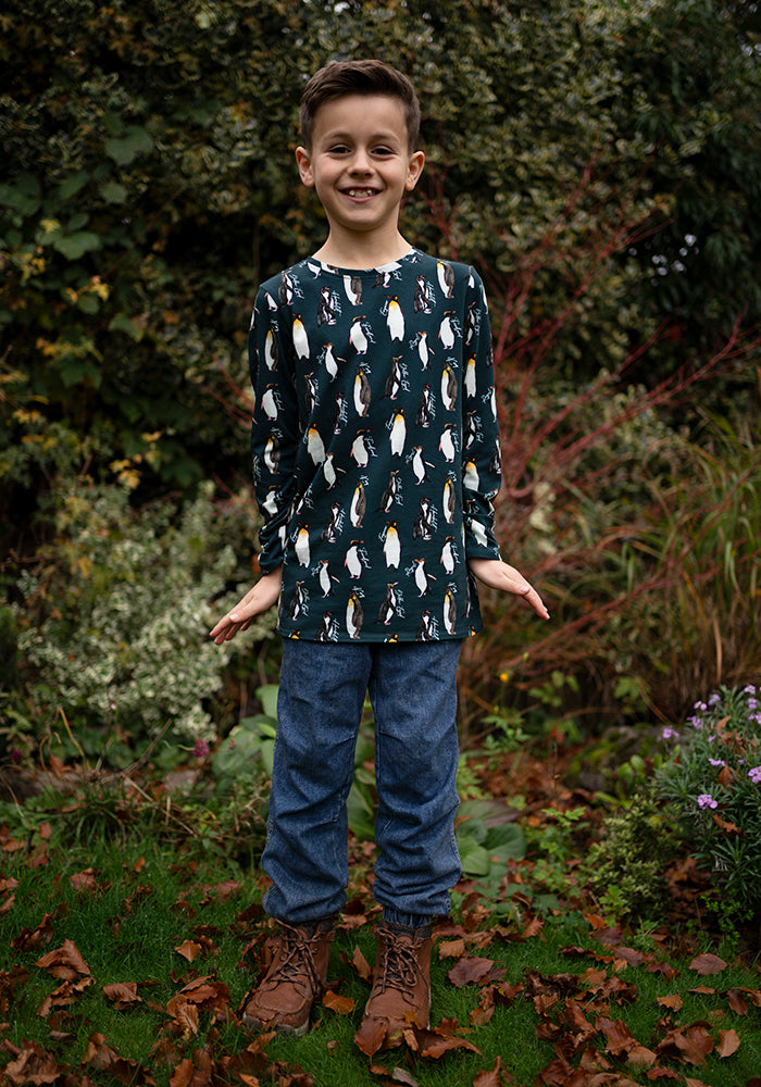 Children's Penguin Print Cotton T-Shirt (Opaline)