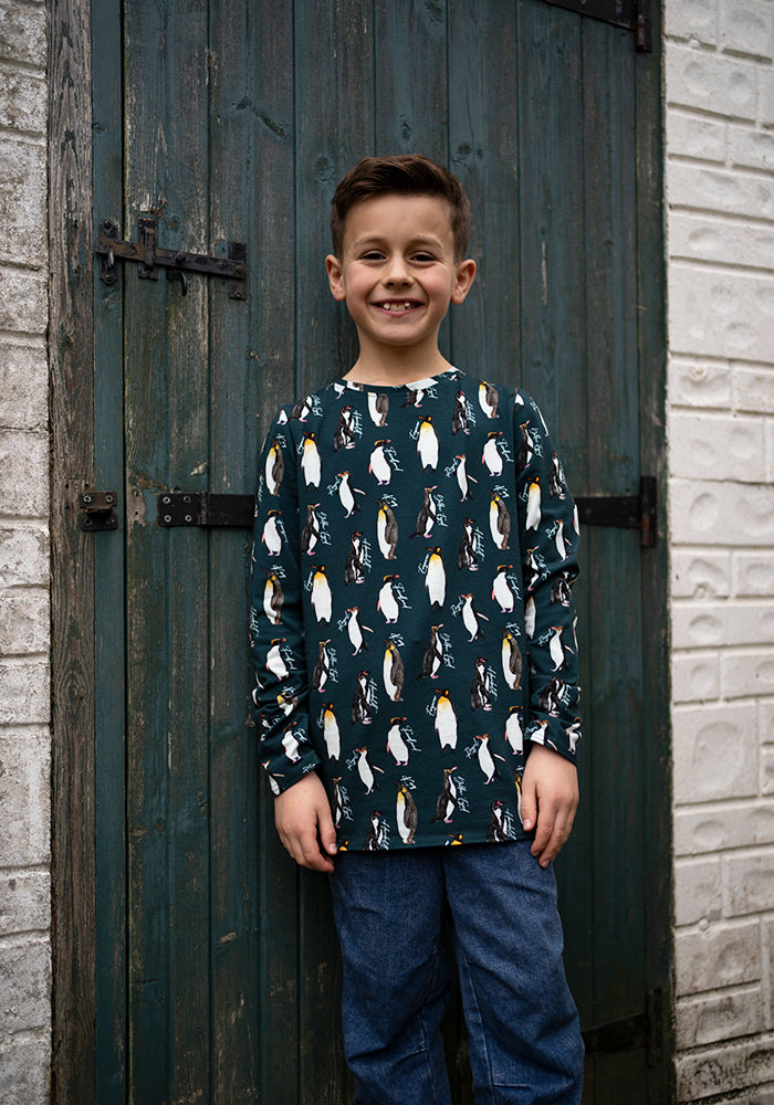 Children's Penguin Print Cotton T-Shirt (Opaline)