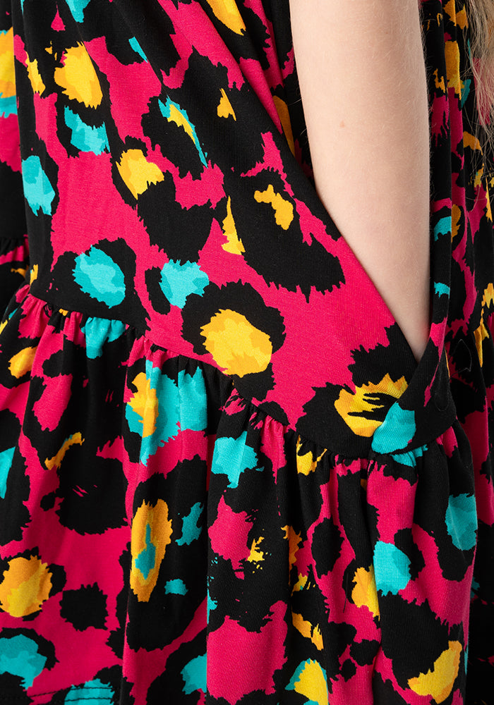 Children's Pink Animal Print Cotton Dress (Mariah)