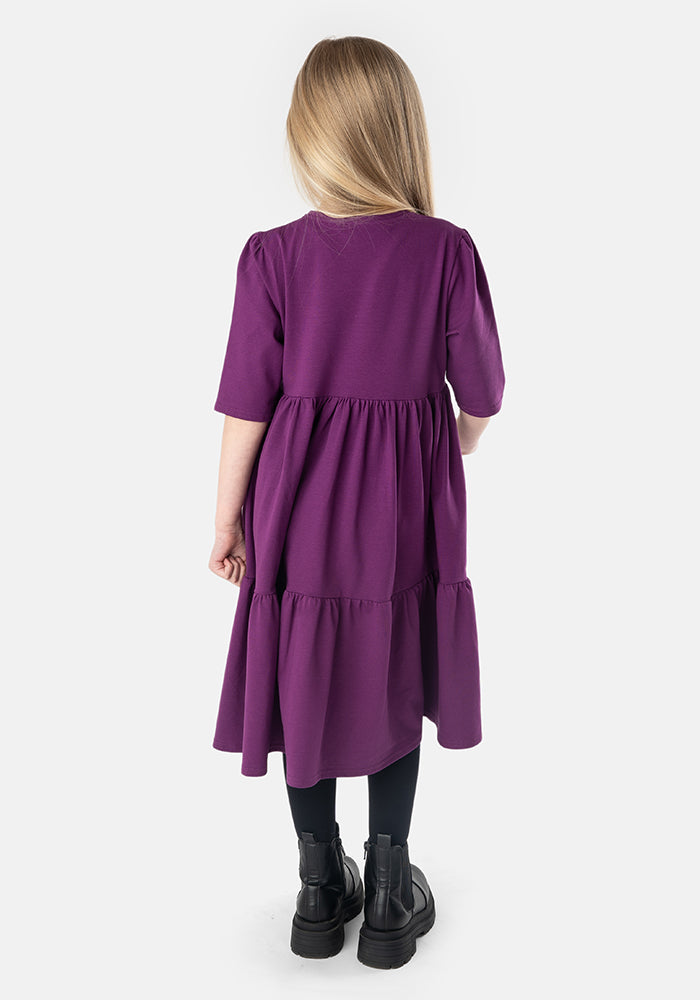 Children's Plain Grape Cotton Dress (Dara)