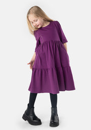 Children's Plain Grape Cotton Dress (Dara)