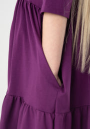 Children's Plain Grape Cotton Dress (Dara)