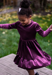 Children's Plum Tier Hem Dress (Raeve)