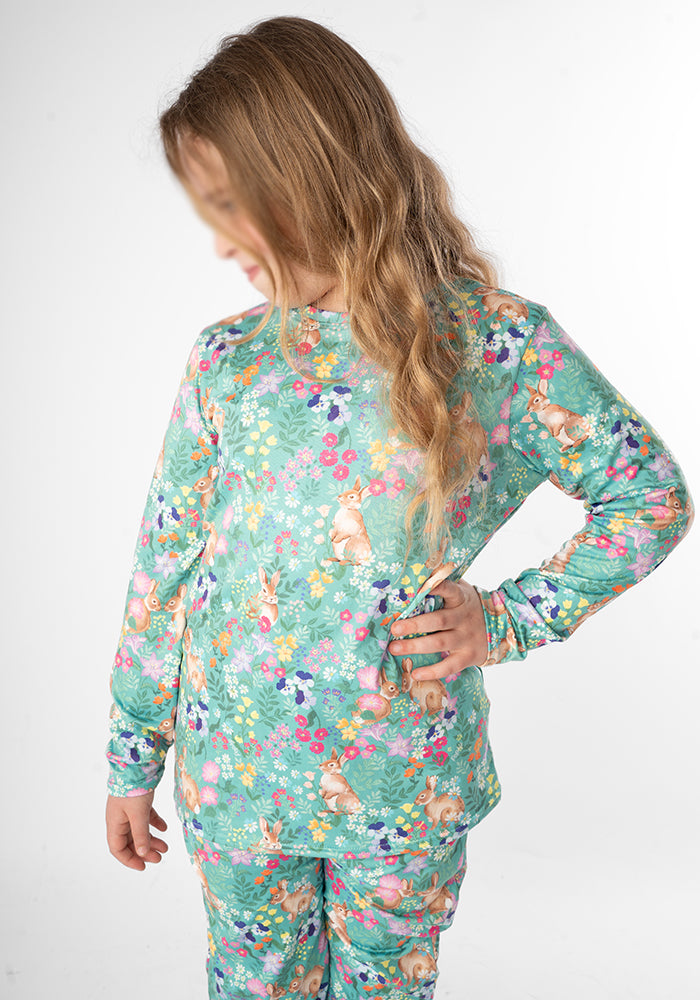 Children's Rabbit Garden Print Pyjama Set (Emerie)