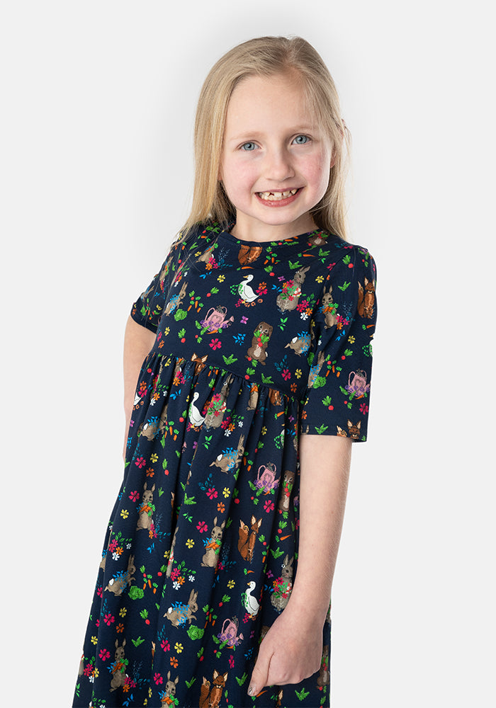 Children's Rabbit Story Print Cotton Dress (Bea)