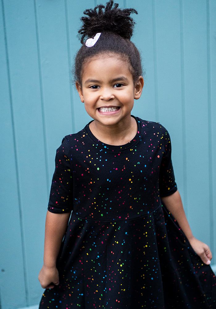 Children's Rainbow Dot Foil Print Dress (Cosmos)