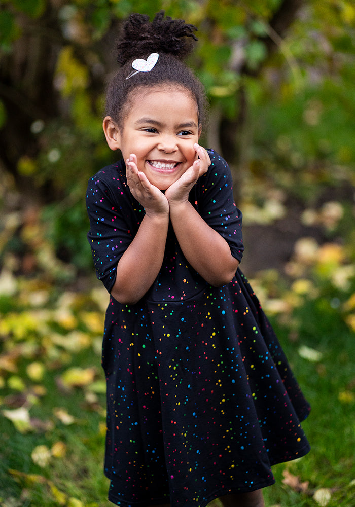 Children's Rainbow Dot Foil Print Dress (Cosmos)