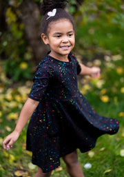 Children's Rainbow Dot Foil Print Dress (Cosmos)