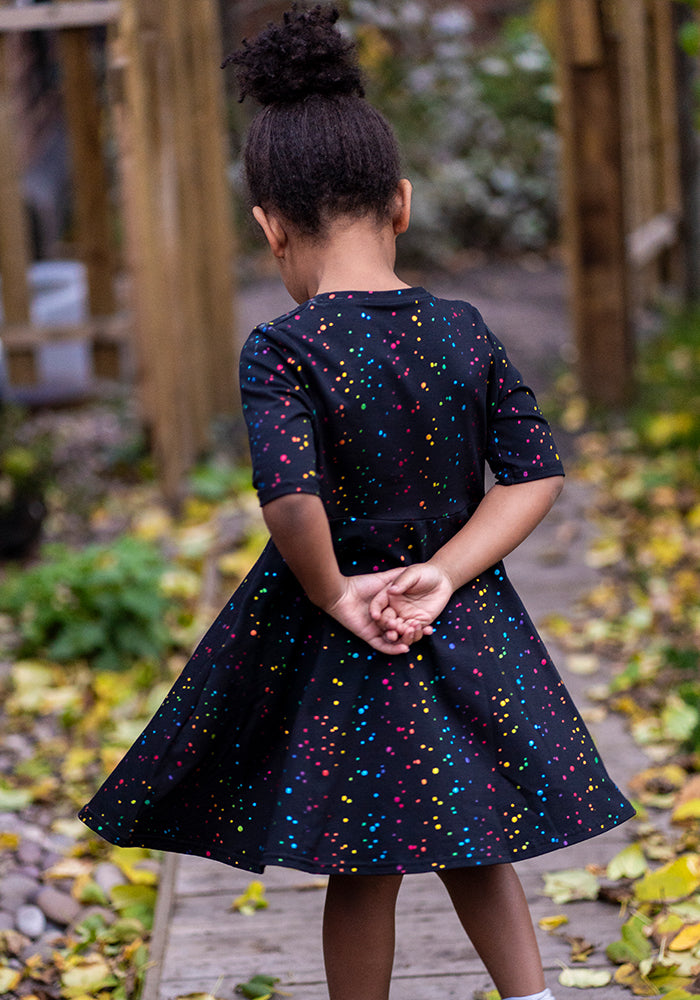 Children's Rainbow Dot Foil Print Dress (Cosmos)