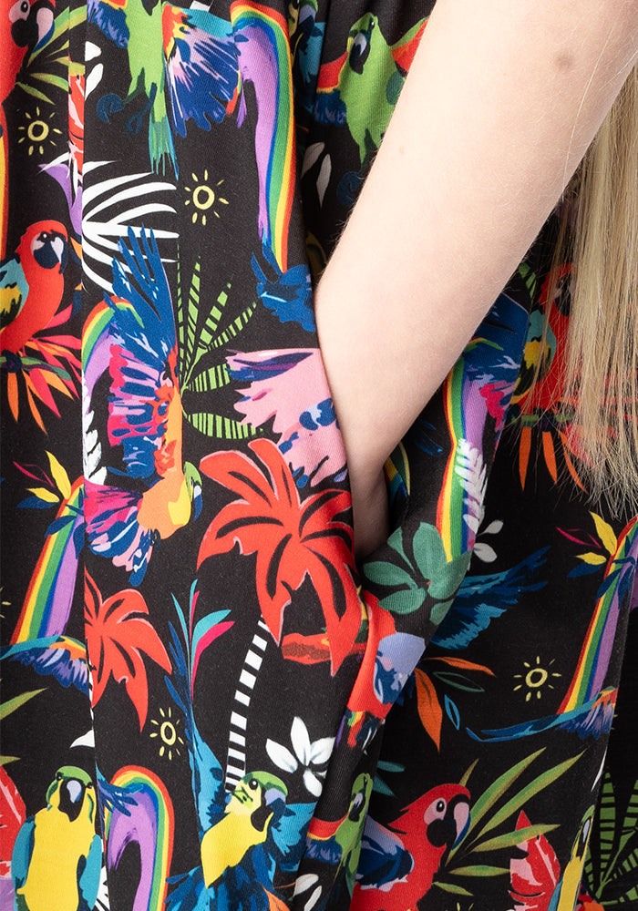 Children's Rainbow Parrots Print Dress (Jena)