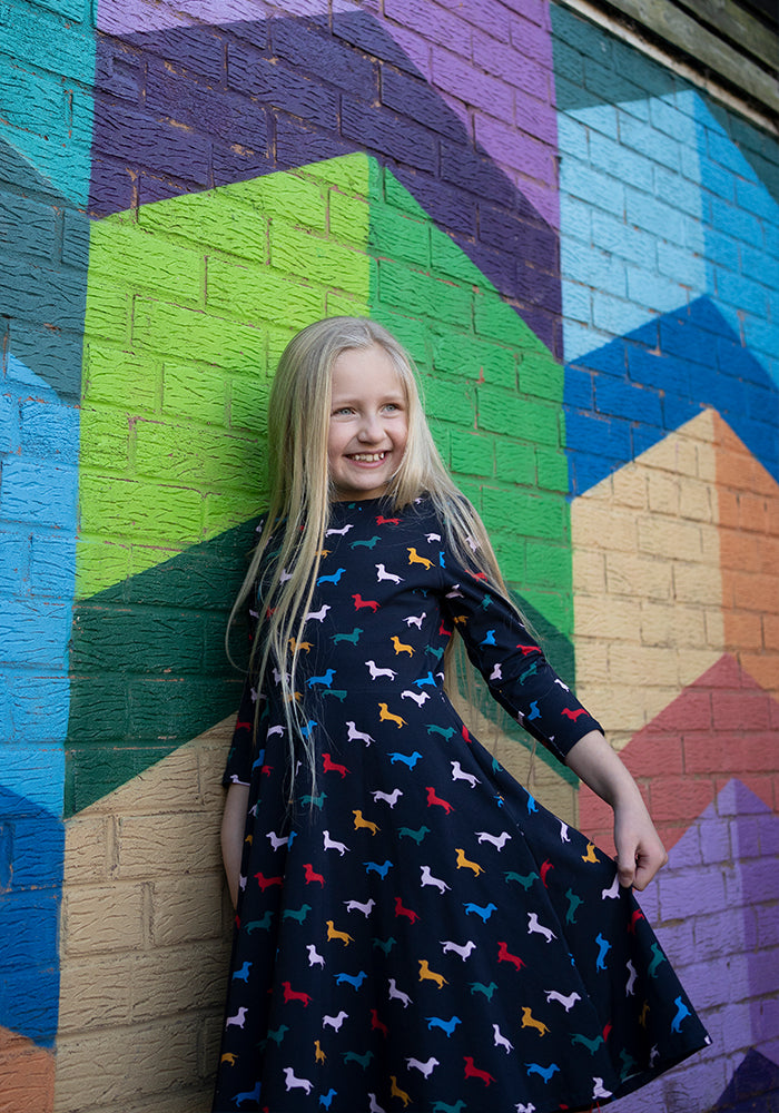 Children's Sausage Dog Print Cotton Dress (Bray)