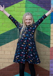 Children's Sausage Dog Print Cotton Dress (Bray)