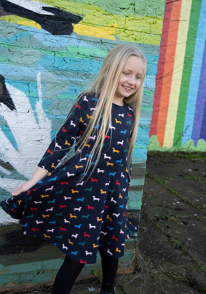 Children's Sausage Dog Print Cotton Dress (Bray)