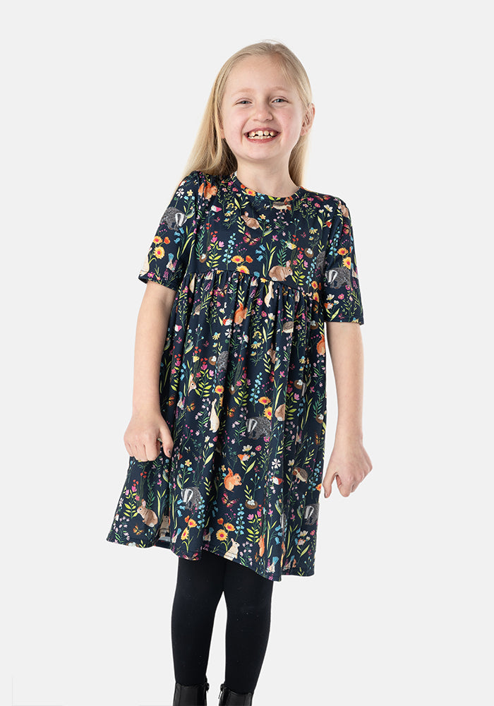 Children's Spring Meadow Animal Print Dress (Calla)