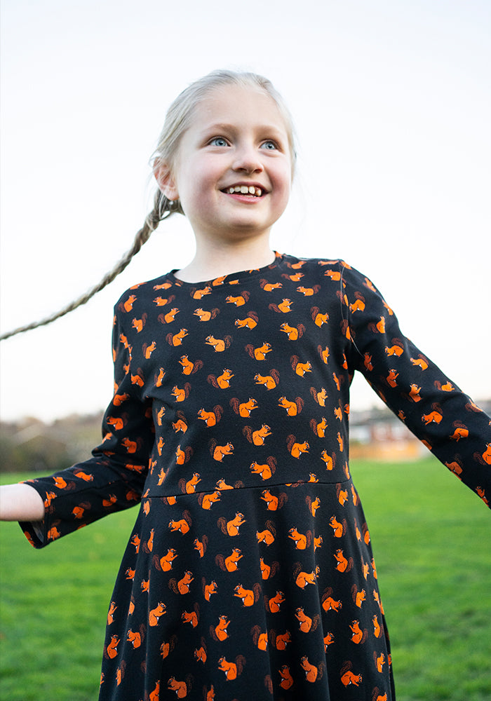 Children's Squirrel Print Cotton Dress (Abel)
