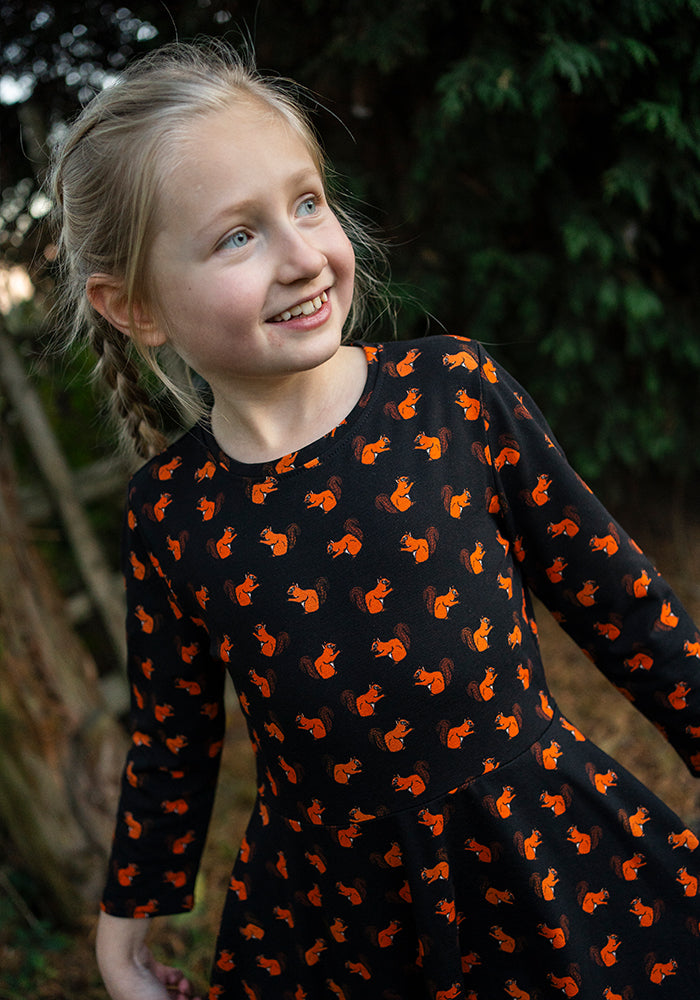 Children's Squirrel Print Cotton Dress (Abel)