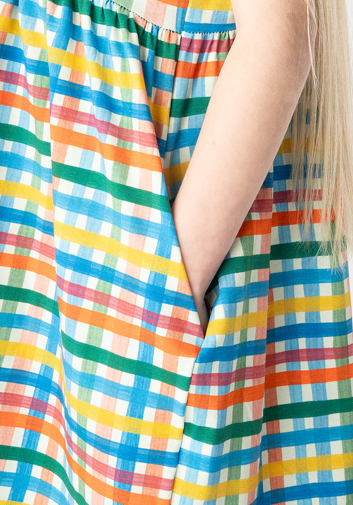 Children's Summer Painted Check Print Cotton Dress (Skye)