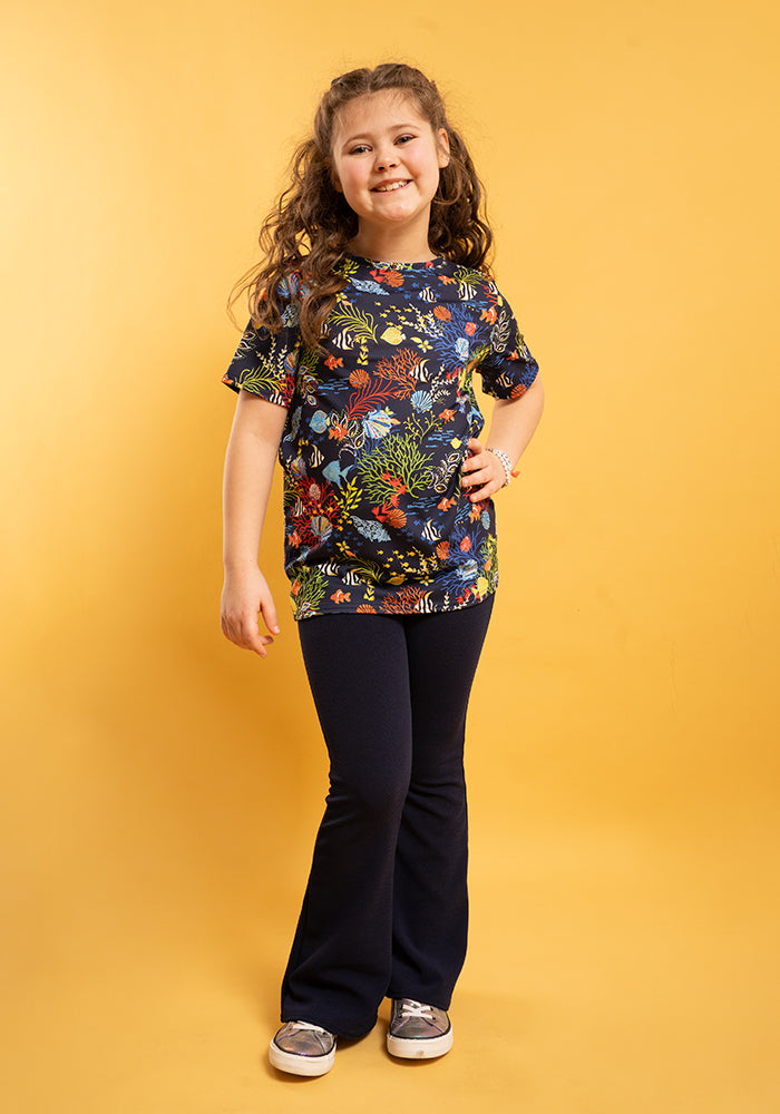 Children's Tropical Coral Print T-Shirt (Pearl)