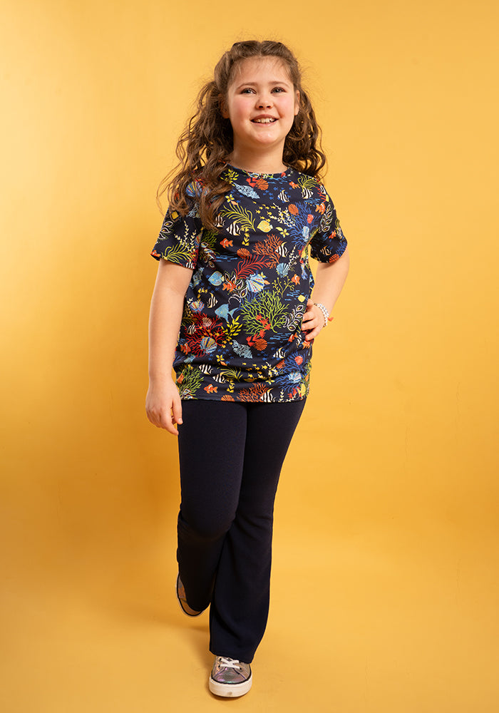 Children's Tropical Coral Print T-Shirt (Pearl)