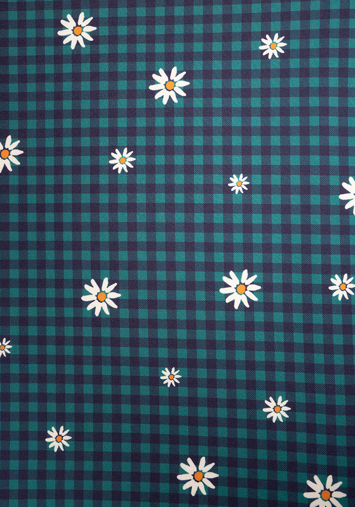 Second angle of Chloebelle Gingham Check Daisy Print Jersey Midaxi Dress