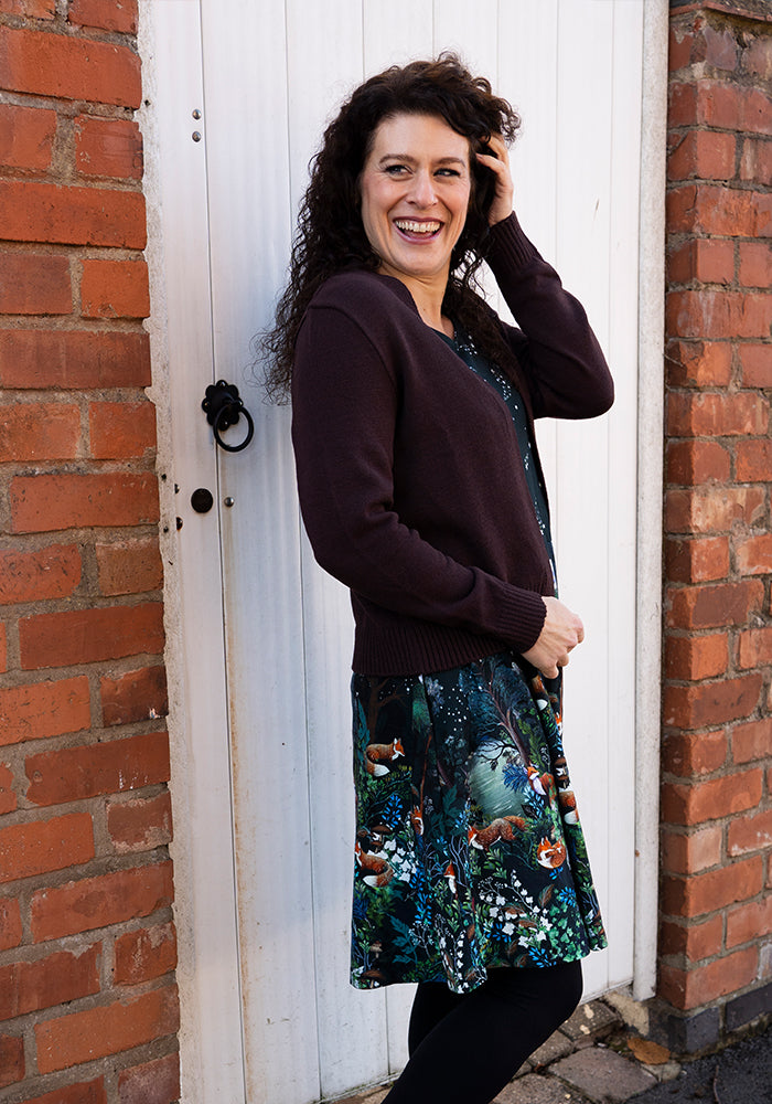 Fifth angle of Chocolate Brown Ribbed Cuffed Cardigan