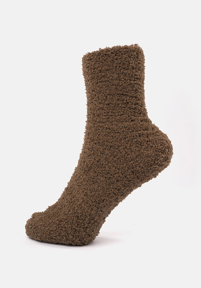 Front view of Chocolate Fluffy Socks