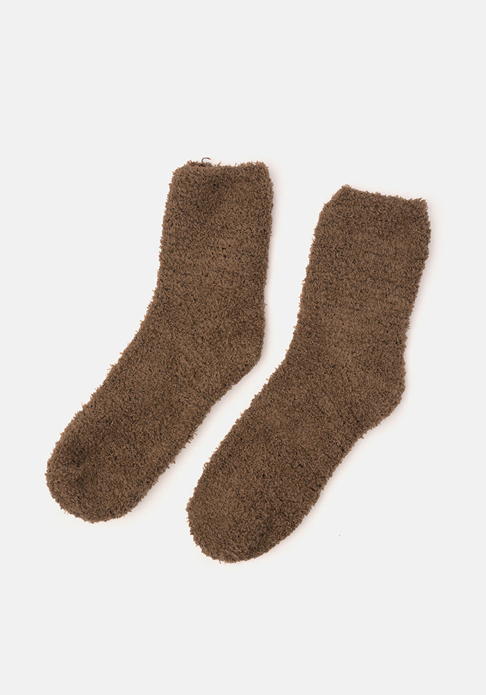 Third angle of Chocolate Fluffy Socks