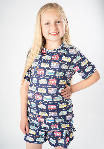 Children's Vintage Caravan Print Pyjama Set (Chrissy)