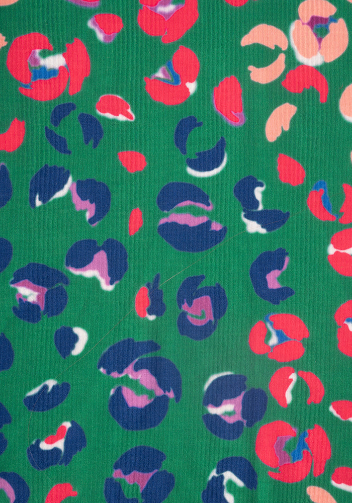 Easton Green Animal Print Tiered Hem Midi Dress