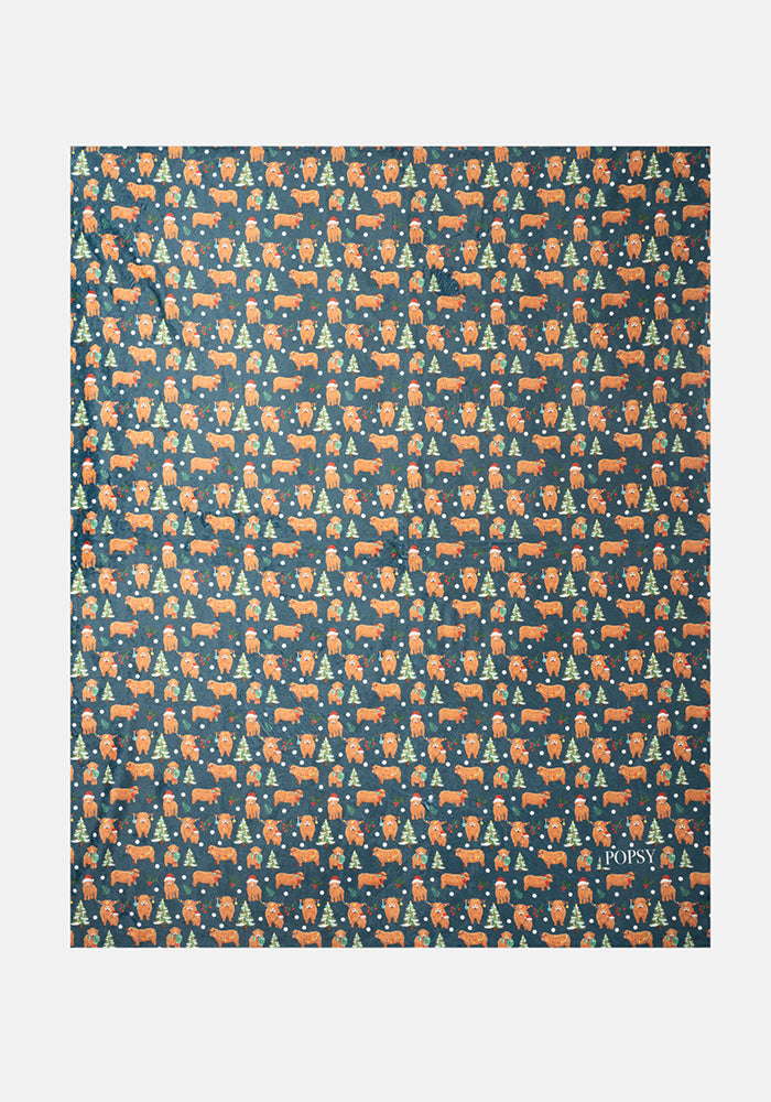 Pop-under Christmas Cows Print Plush Blanket