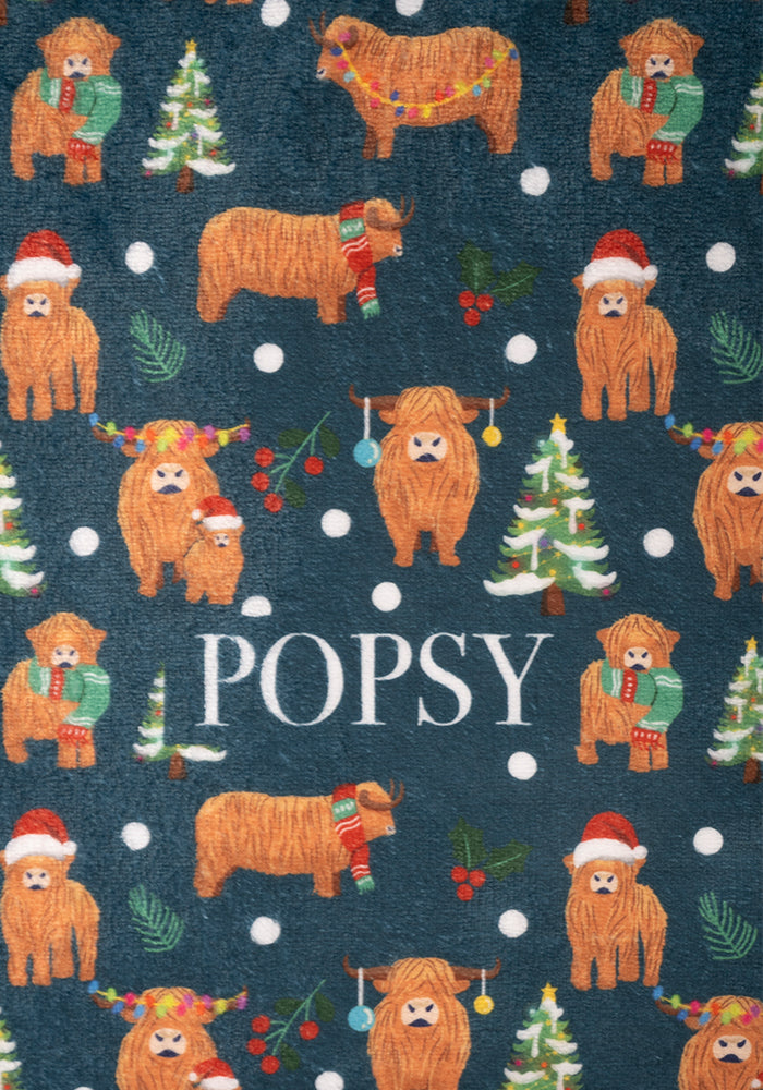 Pop-under Christmas Cows Print Plush Blanket
