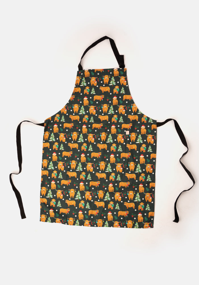 Christmas Cows Print Apron