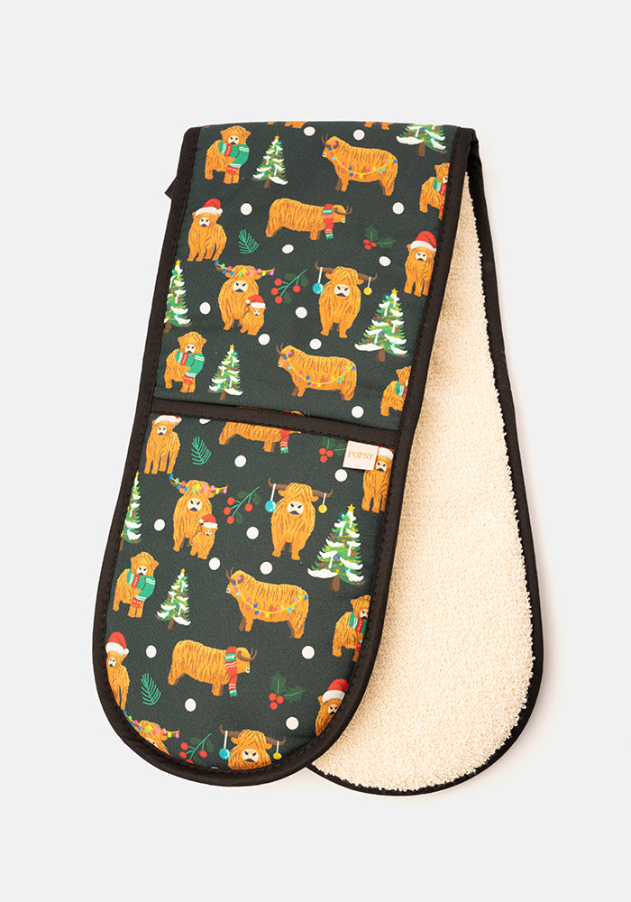Christmas Cows Print Oven Glove