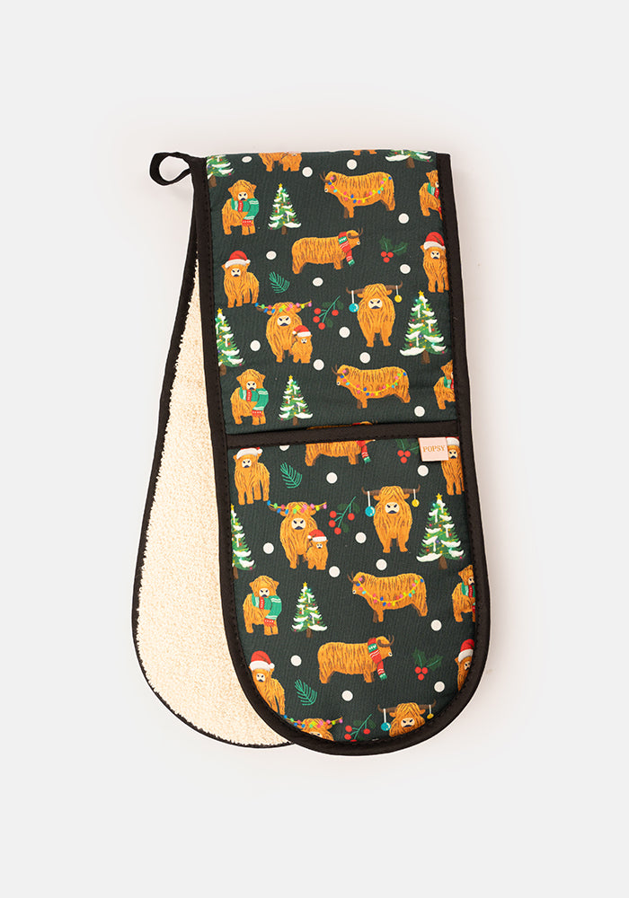 Christmas Cows Print Oven Glove