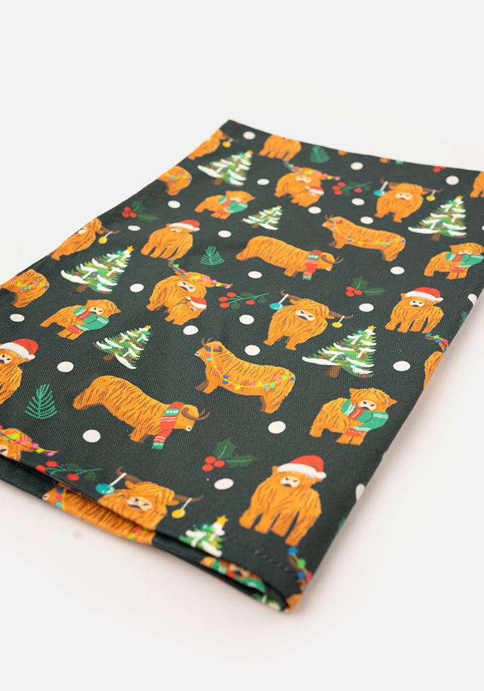 Christmas Cows Print Popsy Tea Towel