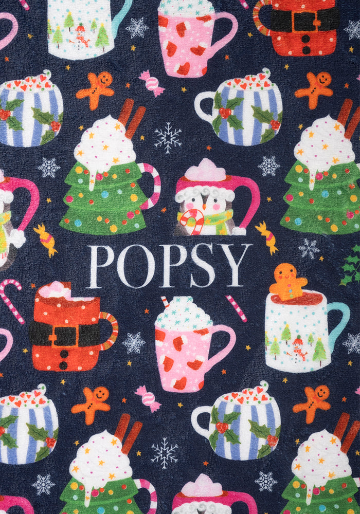 Pop-under Christmas Mug Print Plush Blanket