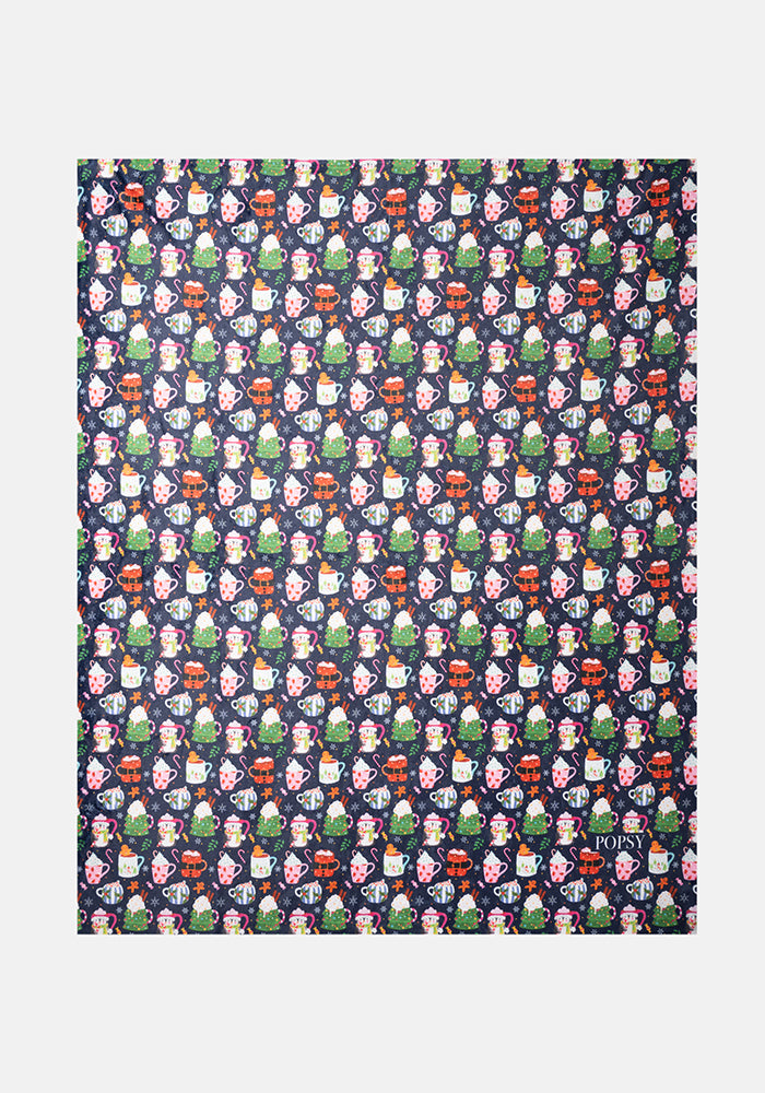 Pop-under Christmas Mug Print Plush Blanket