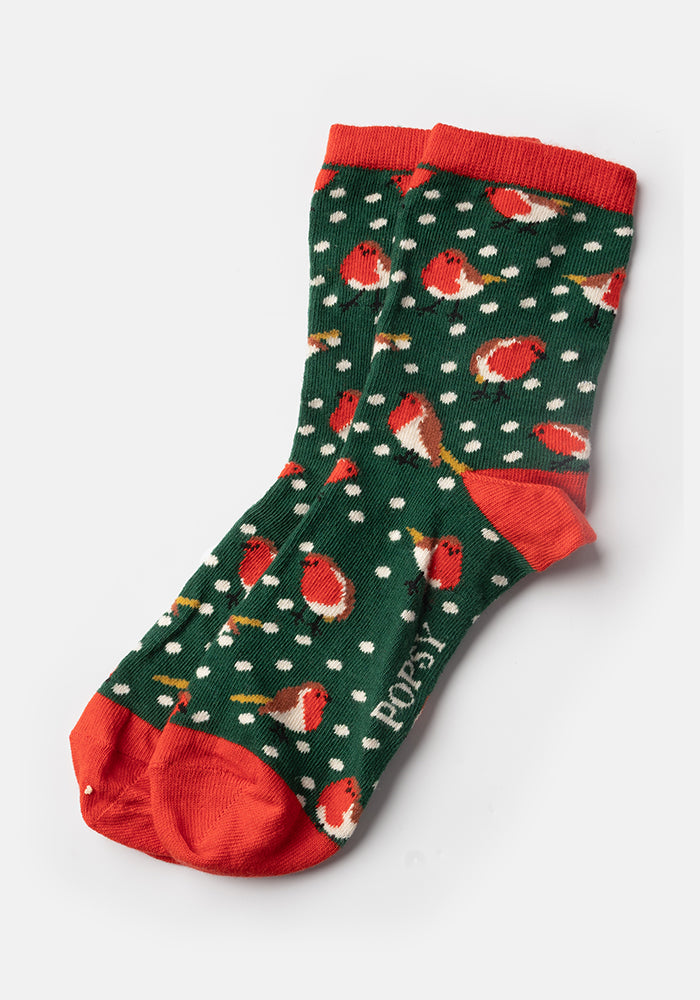 3 Pack Holly, Gingerbread & Robin Knit Socks