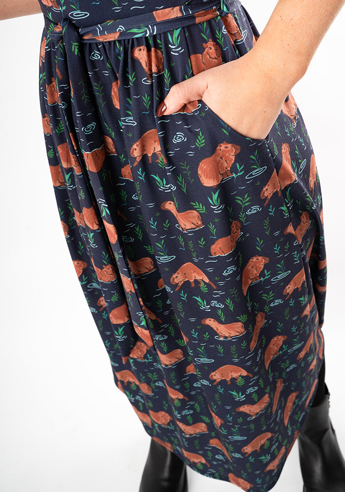 Fourth angle of Cicely Capybara Print Jersey Midi Dress
