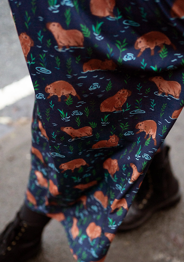 Eighth angle of Cicely Capybara Print Jersey Midi Dress