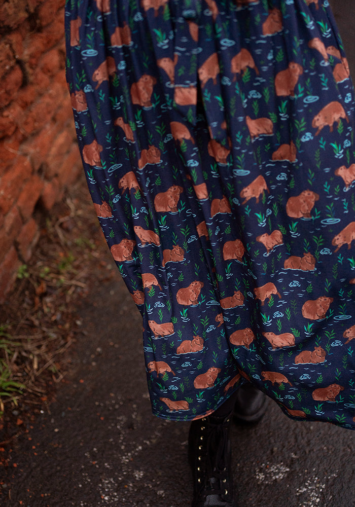 Seventh angle of Cicely Capybara Print Jersey Midi Dress