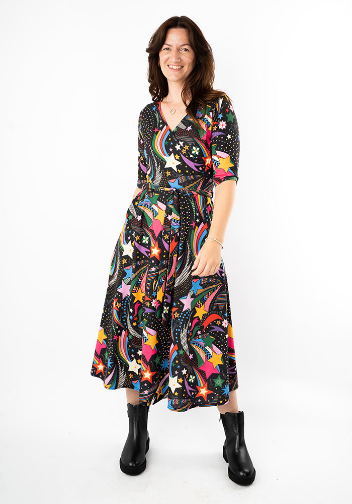 Third angle of Cindie Shooting Stars Print Midi Dress