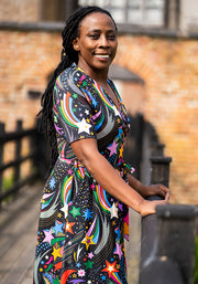 Cindie Shooting Stars Print Midi Dress