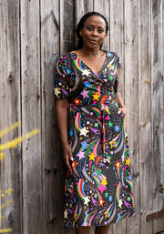 Cindie Shooting Stars Print Midi Dress