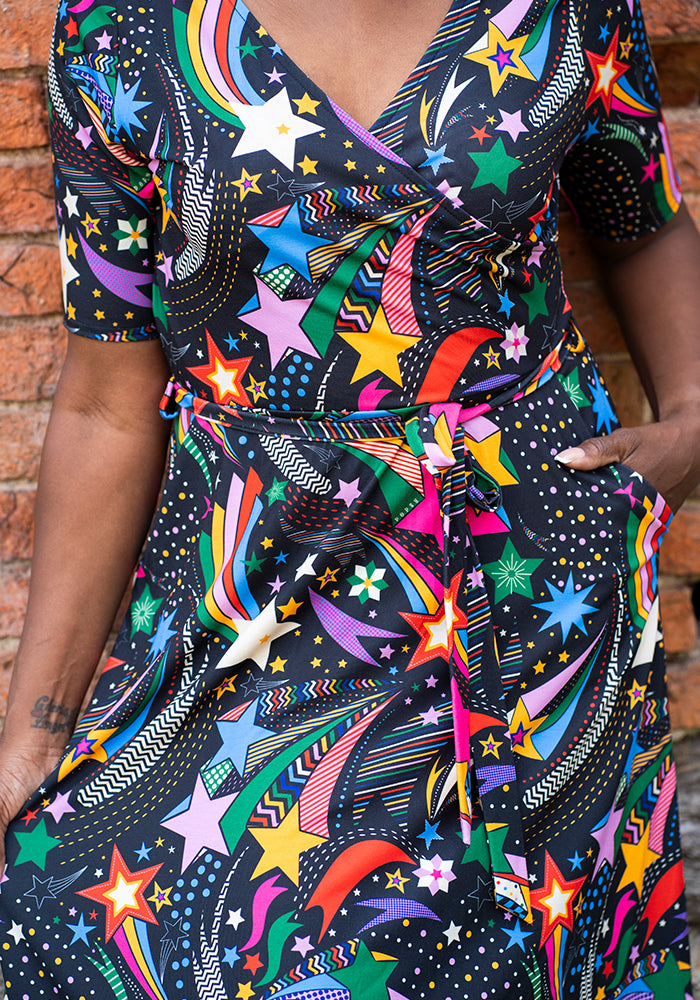Cindie Shooting Stars Print Midi Dress