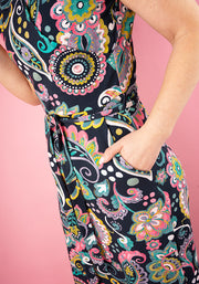 Ciprianna Painted Paisley Print Cotton Maxi Dress