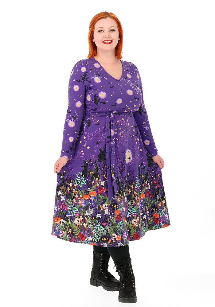 Circe Halloween Border Print Cotton Midi Dress