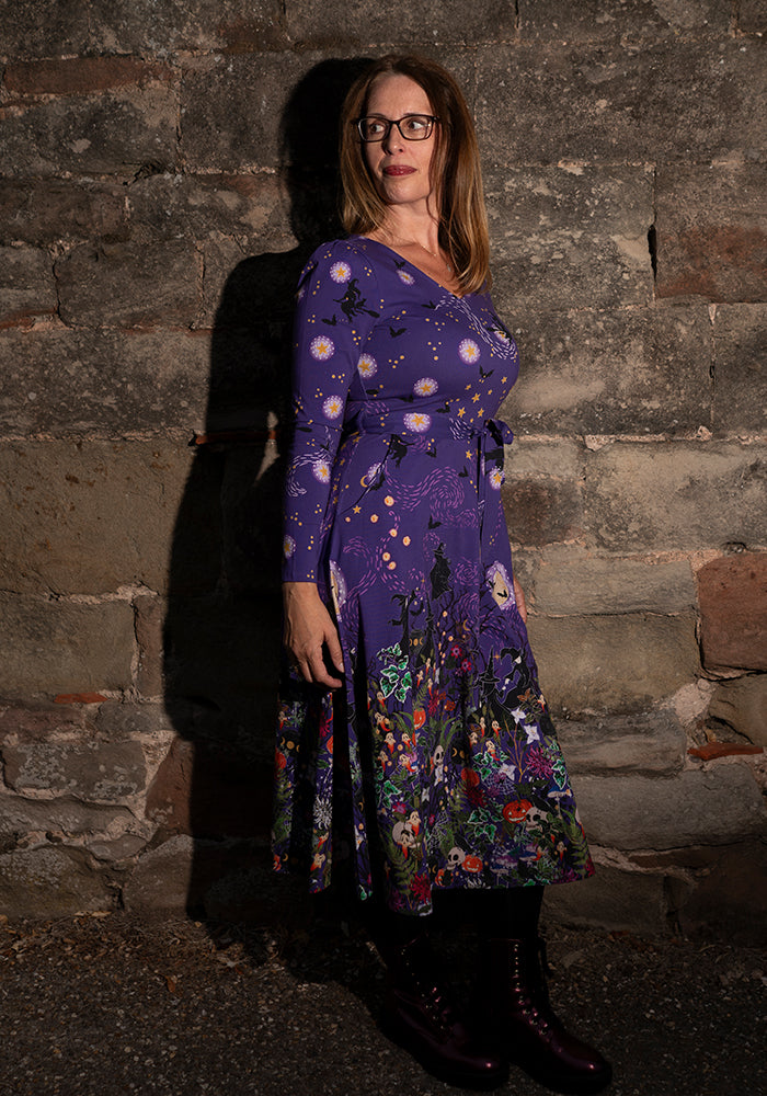Circe Halloween Border Print Cotton Midi Dress