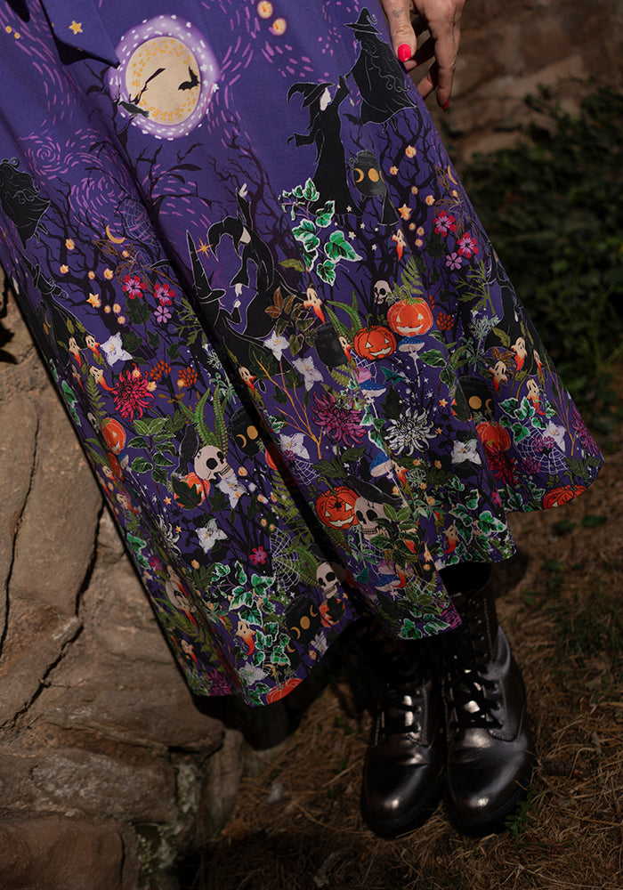 Circe Halloween Border Print Cotton Midi Dress