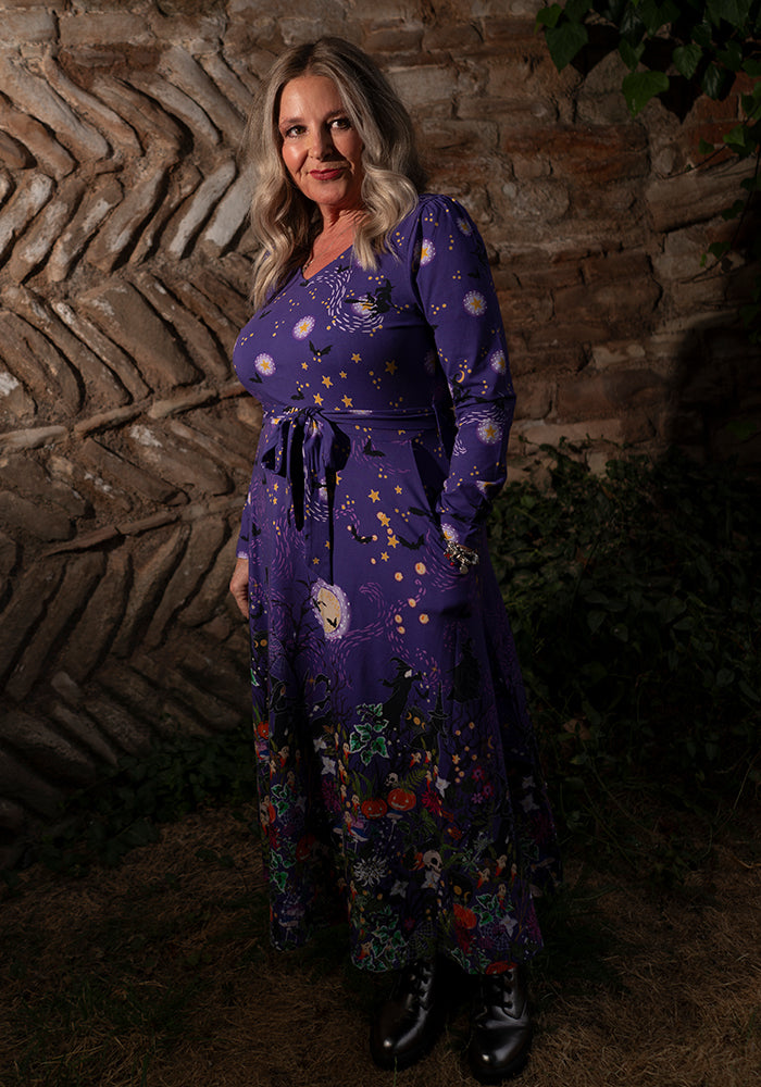 Circe Halloween Border Print Cotton Midi Dress